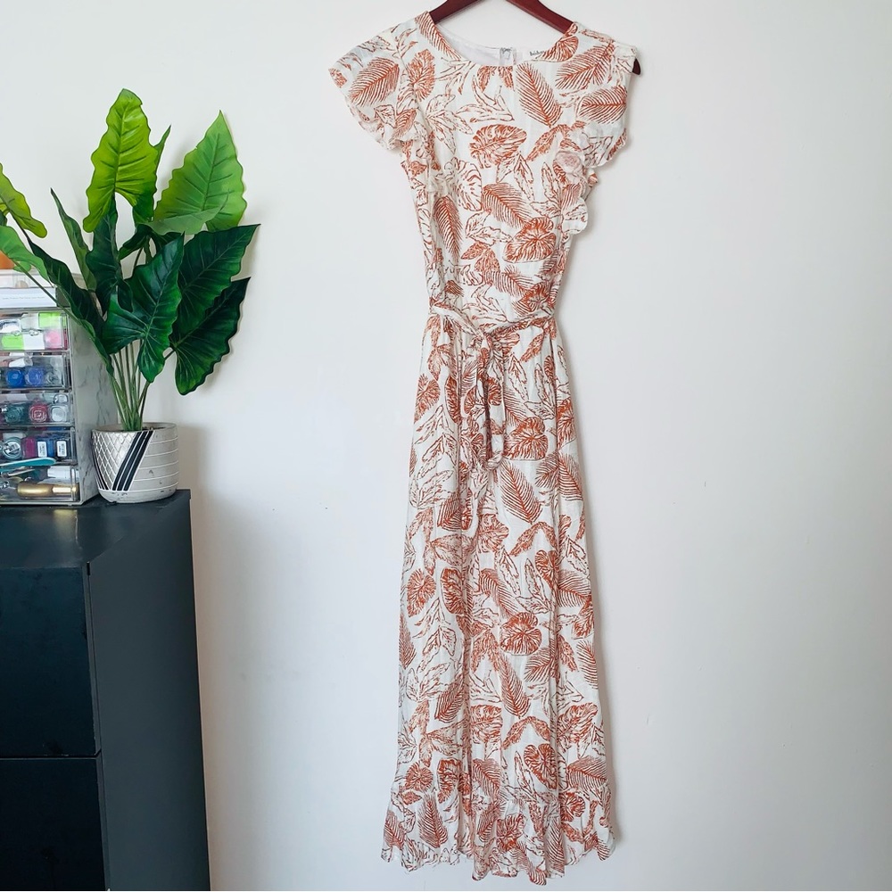 Bohme Tropical Maxi Dress Cream Tan S